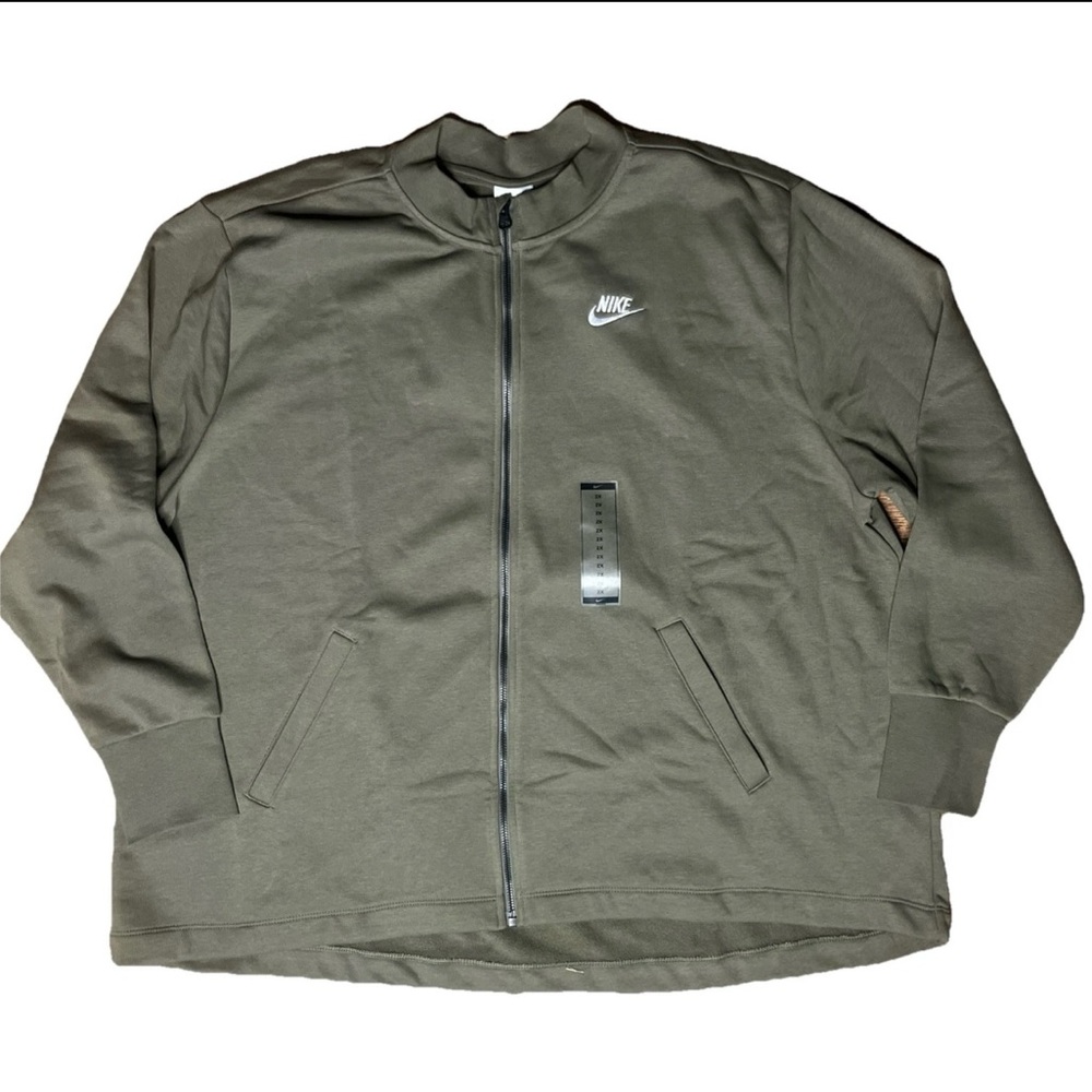 Nike Fleece Cardigan Sweatshirt  DJ6678-222 Women's Plus Size 2X Olive Green NWT